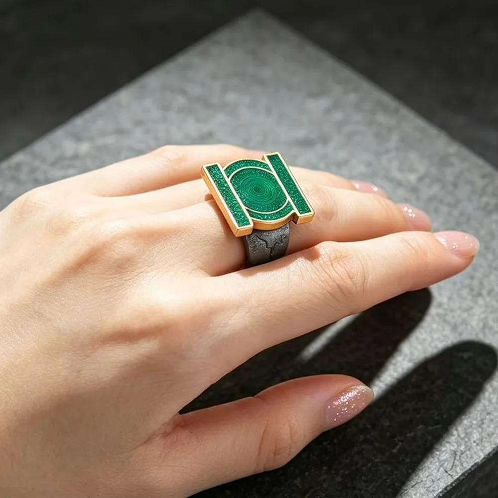 Superhero John Stewart Cosplay Ring Hal Jordan Unisex Punk Trendy Personality Finger Rings Jewelry Accessories Prop