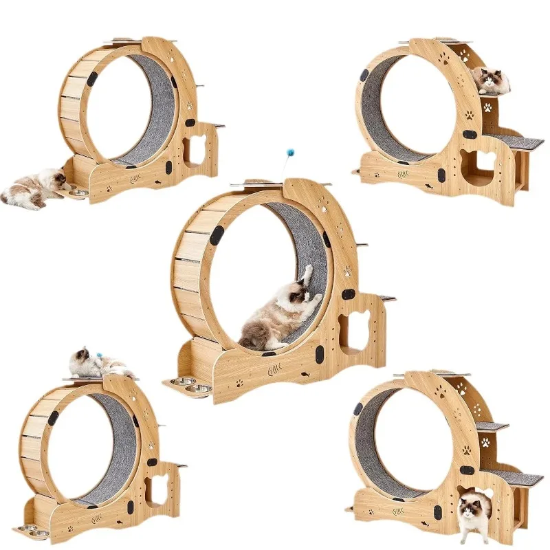 High Quality Interactive Pet Toy Silent Cat Exercise Running Wheel Cat Climbing Frame Fiberboard Cat Wheel Treadmill