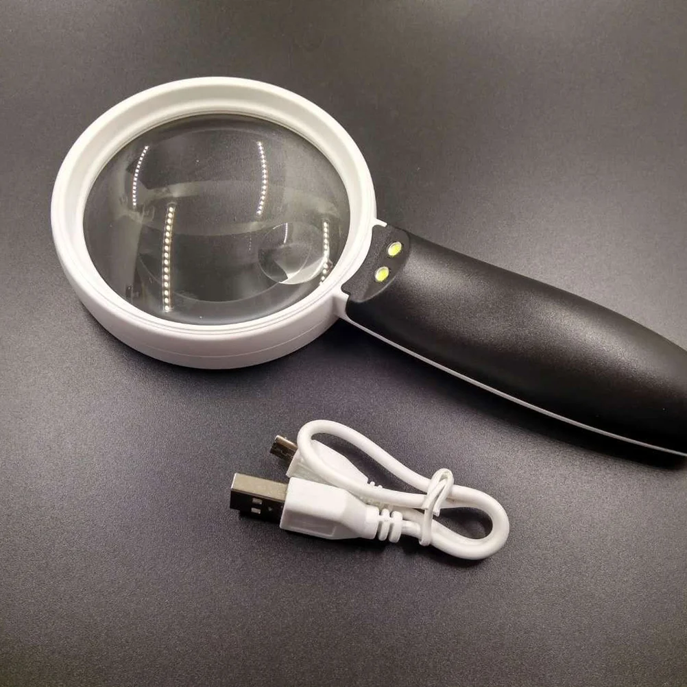 

Led Light Magnifier With Usb Charging Handheld Reading Aid Portable Loupe For Seniors Adults Kids Hobbies Crafts Repairing Maps