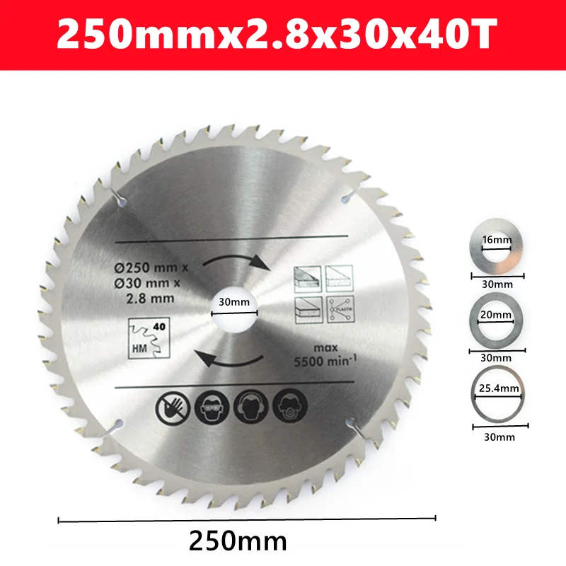 1pcs TCT houtbewerking zaagblad conventionele tandvorm 110/115/136/160/165/185/210/250/305mm houtbewerking zaagblad snijgereedschap