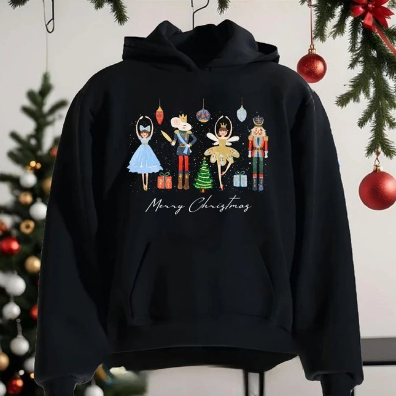 

Merry Christmas Hoodies Jumpers for Women Xmas Santa Nutcracker (Hoodie) Autumn and Winter Long Sleeve Thermal Hoodie Tracksuit