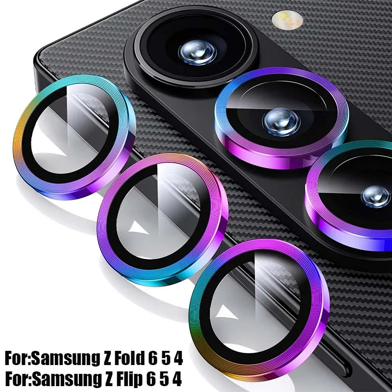 2 Pcs Camera Lens Protector For Samsung Galaxy Z Fold 6 5 4 Z Flip 6 Protective Tempered Glass Screen Protector Metal Case Cap