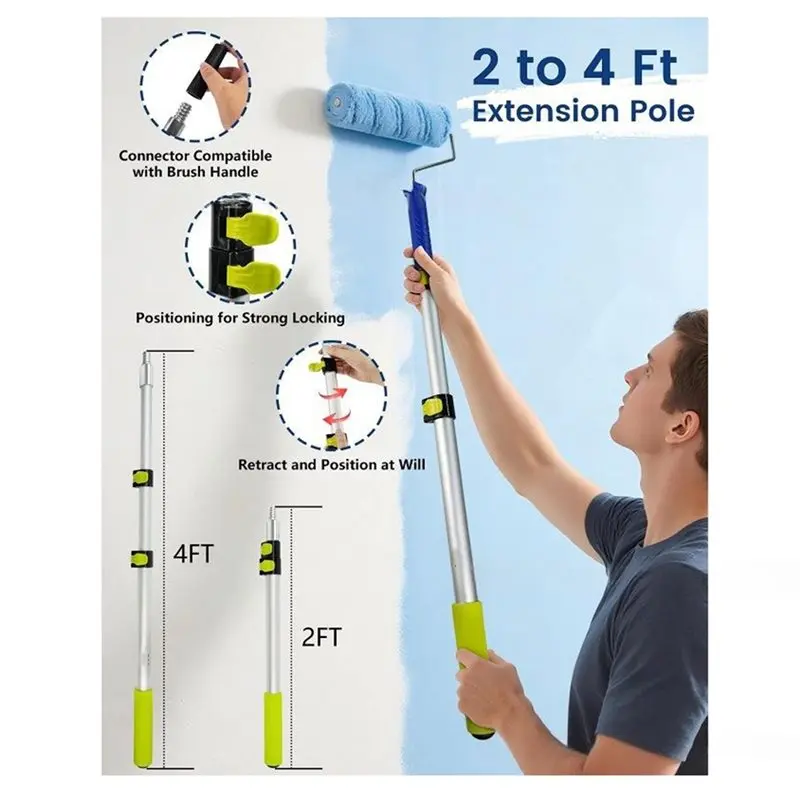 ABMH-House Paint Roller Tool Kit Wall Ceiling Painting Supplies Kit Complete Home-Interior Paint Tools Set