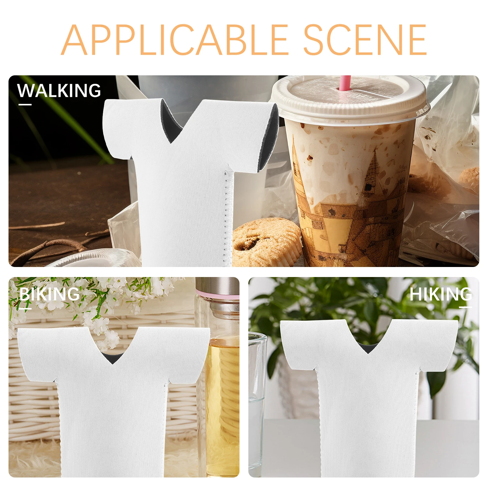 

4pcs T Shirt Shaped Bottle Sleeves Blank Insulated Covers Reusable Fabric Protectors for Sports Drinks Keep Hands Dry Heat