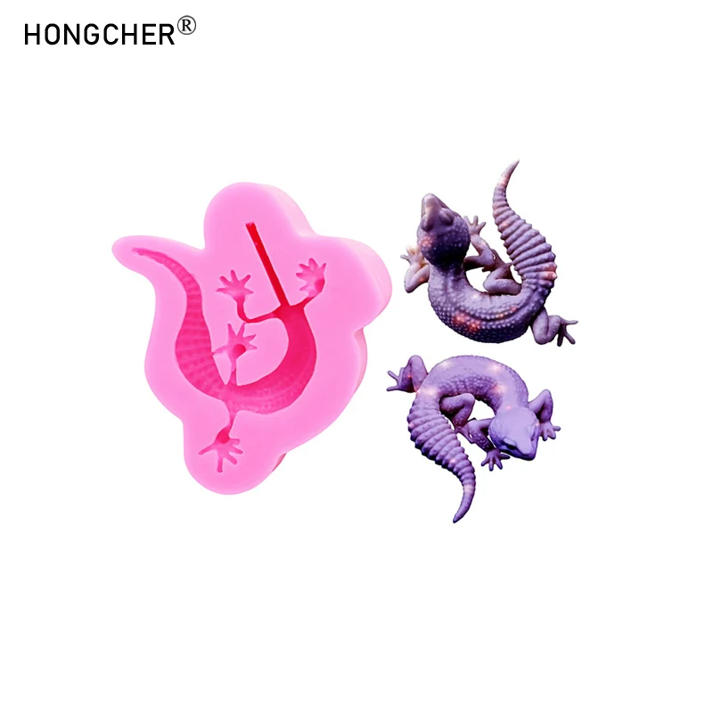 Simulation Lizard Chameleon Amphibious Reptile Silicone Mould DIY Jewelry Small Ornament Fridge Sticker Drip Mould