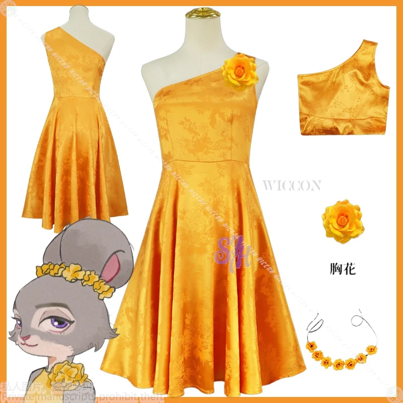 

Kawaii Furry Judyyy Cosplay Movie Fox Rabbit 2 Anime Costume Evening Gown Yellow Flowers Sweet Lolita Jirai Kei Girls Halloween