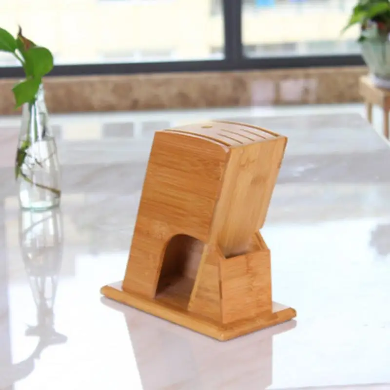 Wood Knives Storage Shelf Rack Storage Box Organizer Knife Holder Rest Bamboo Knife Block Stand Kitchen Accessories Tool