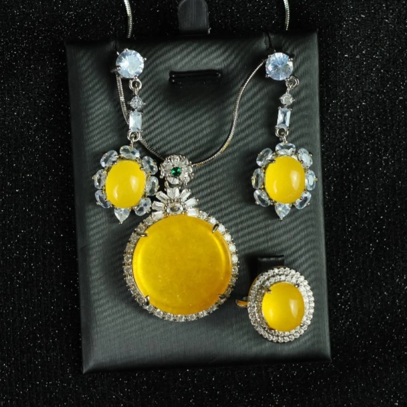 

Новый комплект из трех предметов Natural High Ice Yellow, изысканные модные и универсальные украшения