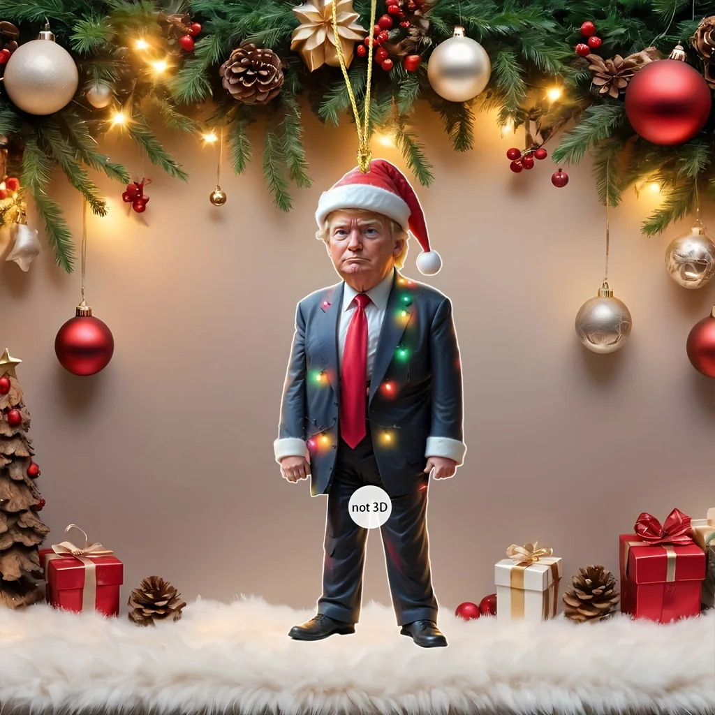 Trump Photo Acrylic Ornaments，Keychain，Cars Hanging Ornaments，Christmas Trees Holiday Decorations for New Year，Independence Day