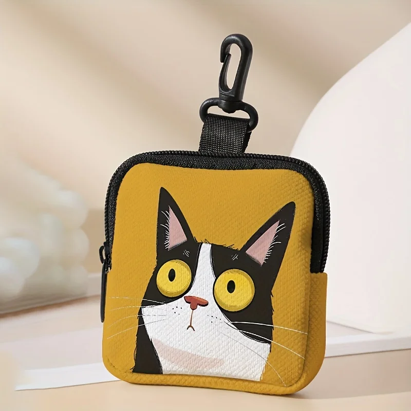 1 pc Cat pattern printed large capacity coin wallet, digital printed coin wallet storage bag, ideal choice for gifts