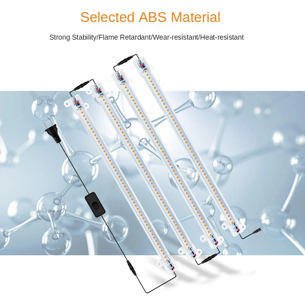 ABKO-LED Grow Light Strip 50cm 3-Head for Indoor Flower Rack Plants Growing Sunlight Full Spectrum Lamp EU Plug
