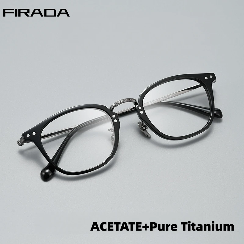 

Очки FIRADA Fashion, ретро-стиль, из ацетатного волокна и чистого титана, деловые оптические очки с диоптриями, оправа для мужчин и женщин GG513F