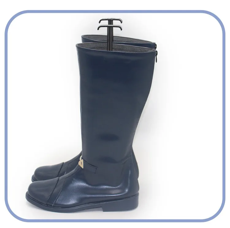 أحذية SilverAsh The Reignfrost التأثيرية أحذية سوداء اللون ملحقات فرسان اللعبة أحذية لعب الأدوار لحفلات الهالوين مصنوعة حسب الطلب