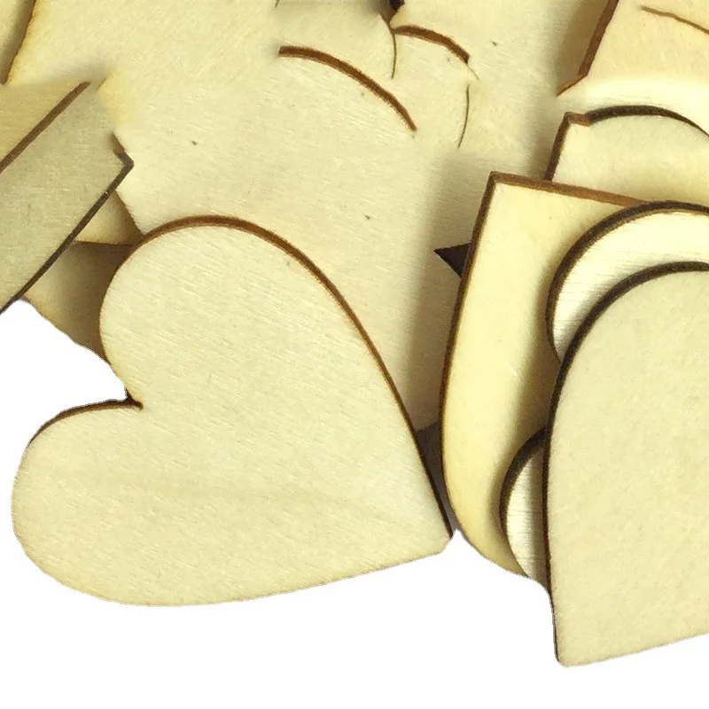 10PCS 80MM Heart-shaped Eco-friendly Decorative Wood Chips Wooden Love Heart Shape DIY Hanging Heart Plain Decoration Crafts