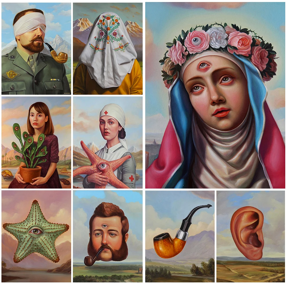 Vintage Surreal Portrait Poster Religion Girl Mary Wall Pictures For Living Room Wall Art Canvas Painting Home Decor Unframed