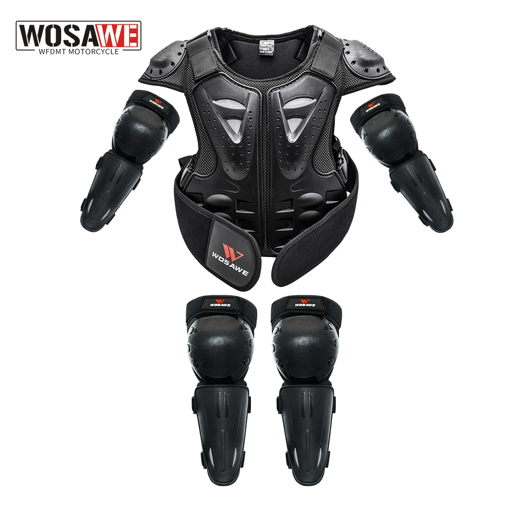 

WOSAWE Youth Child Kids Armor Body Protection Motocross Armor Chest Spine Protective Gear Vest Skiing Skating Elbow Knee Pads