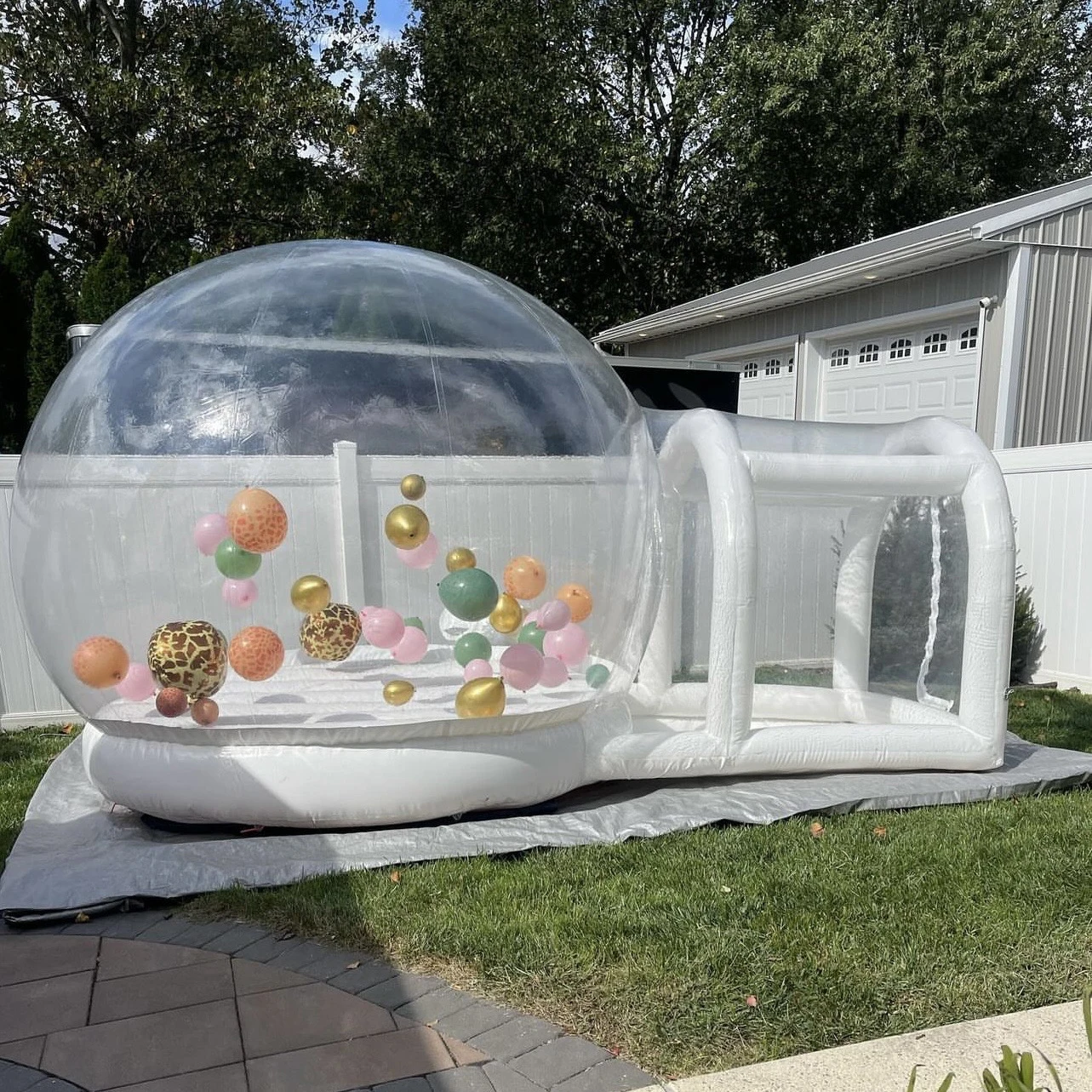 3M/10ft Inflatable Bubble House with Trampoline Clear Dome PVC Tent with Blower Camping Kids Party Parks Event Commercial Rental