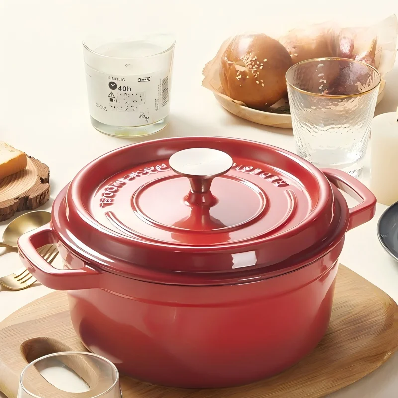 

Enameled Cast Iron Stock Pot – Non-Stick Soup Pot Cookware, Induction Compatible, Ideal for Stewing, Boiling & Slow Cooking