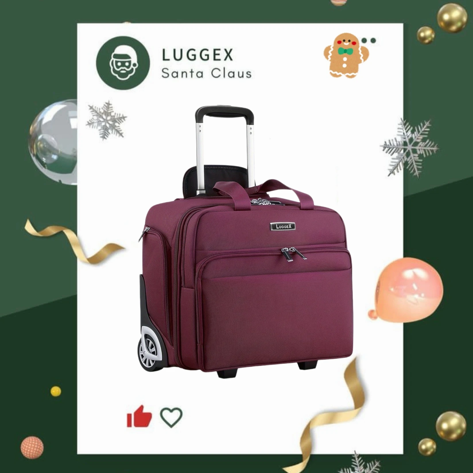 LUGGEX Underseat Carry On Luggage with Wheels - 16 Inch Soft Sided Under the Seat Bag for Airplanes - Lightweight Overnight