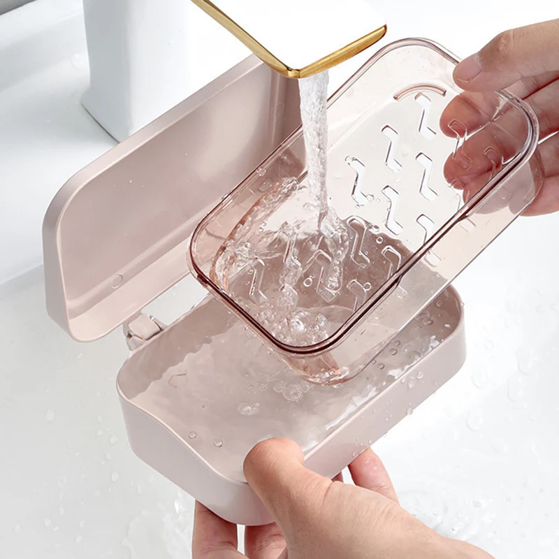 Bathroom Soap Box With Lids Travel Portable Plate Tray Dish Storage Holder Draining Rack Home Plastic Soap Container