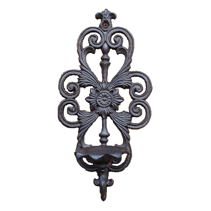 

Home Wall Hanging Candlestick Storm Light Retro Iron Art Distressed Wall-Mounted Courtyard Decorative Mural Candle Holder