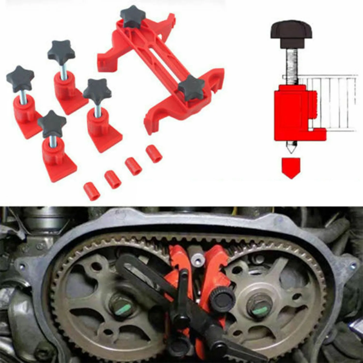 1 Set Universal Camshaft Dual Cam Clamp & 50 Pcs Fender Lined with Fasteners Rivet Snaps image 3