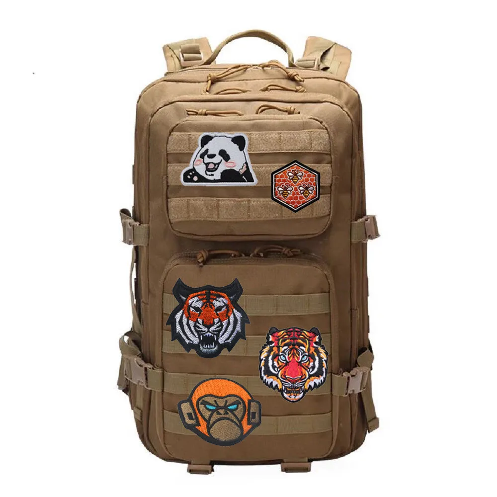 Animal Series Tactical Morale Pack Accessories Badge Leopard Tiger Monkey Kitten Dog Rhino Embroidered Clothing Backpack Patch