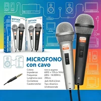 Micrófono Dinámico Profesional Unidireccional con Cable de 2 m y Jack de 6,5 mm