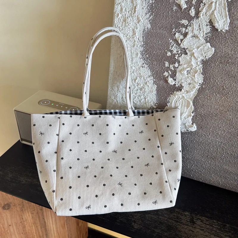 Limited Edition Design Handbag - Women's New Autumn-Winter Style with Polka Dots and Bow Ties, Single Shoulder Bag and Handbag