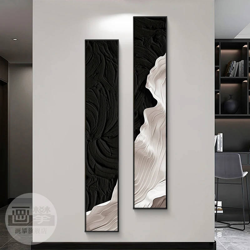 Preto e branco abstrato decorativo pendurado pintura led lâmpadas de parede controle remoto disponível porta entrada hall mural da parede