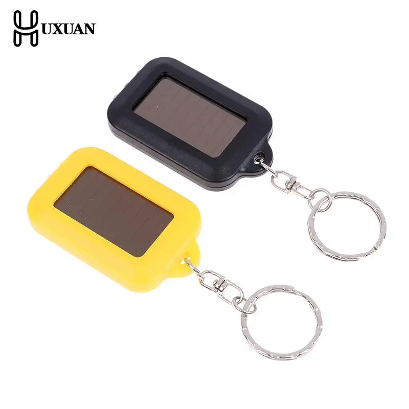 Solar Powered LED Flashlight Keychain Small Pocket Light Portable Flashlight With Keyring Outdoor Lighting Flashlights