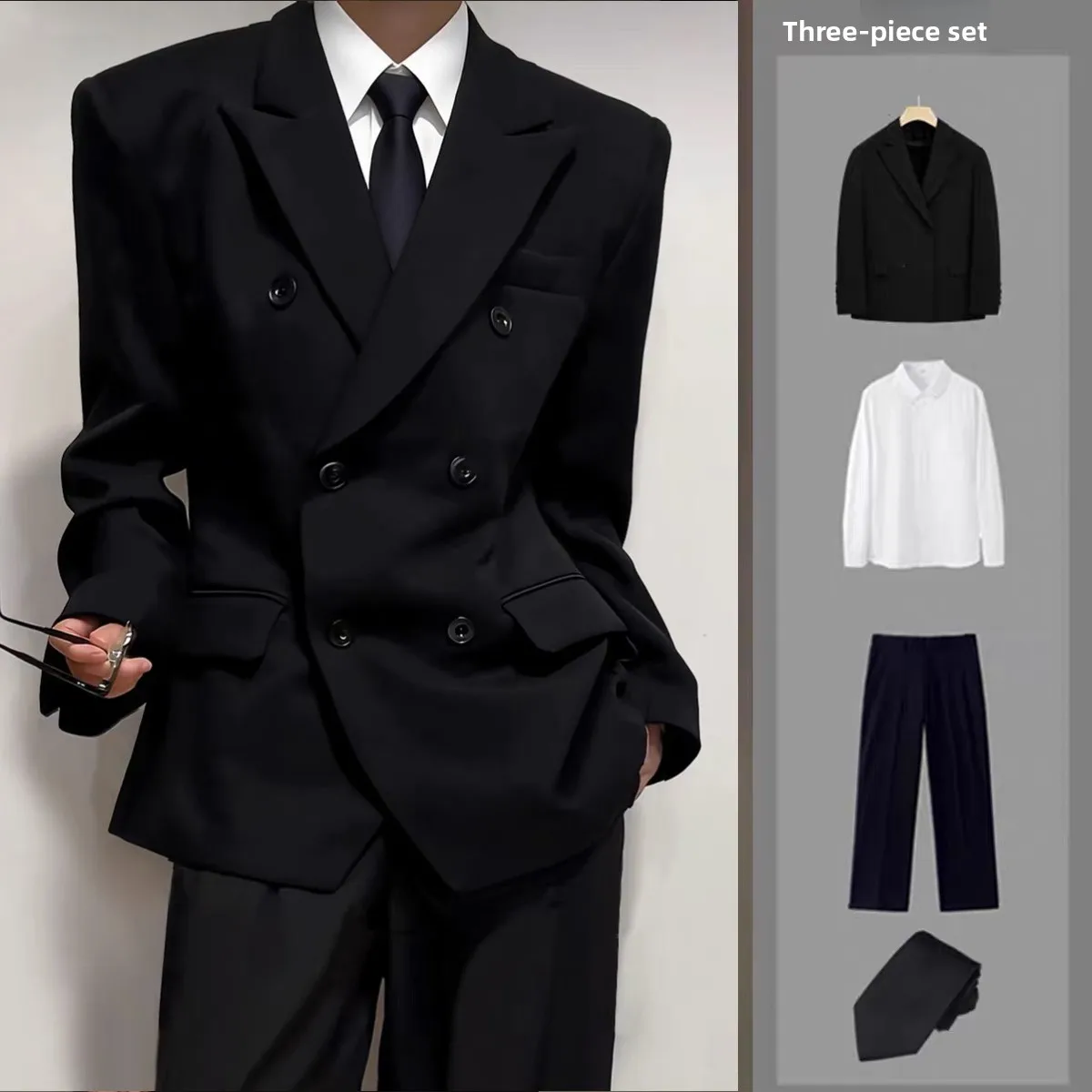 Men's Suiting Outfit Graduation Business Interview Adult Formal Wear Wedding Groomsmen Standard Fit Breathable Long Sleeve Suit