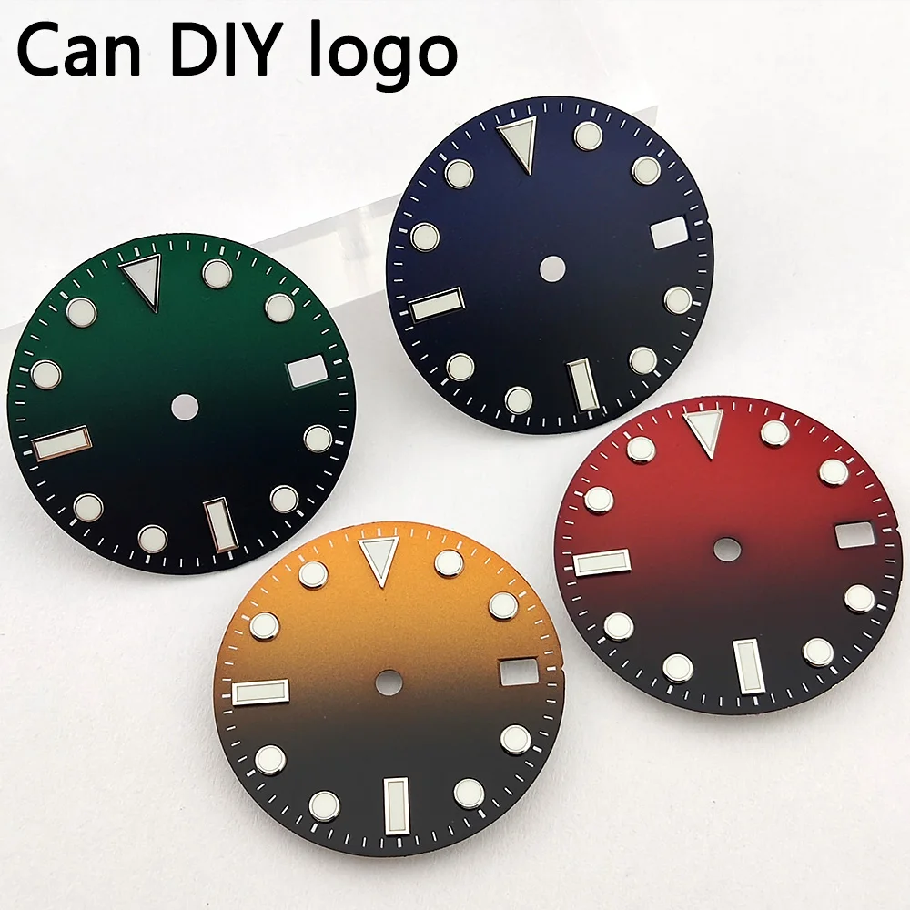 NH34 dial 28.5mm dial Diving watch dial Custom watch Replacement accessories Green luminous Color gradient dial fit NH34 NH35 mo