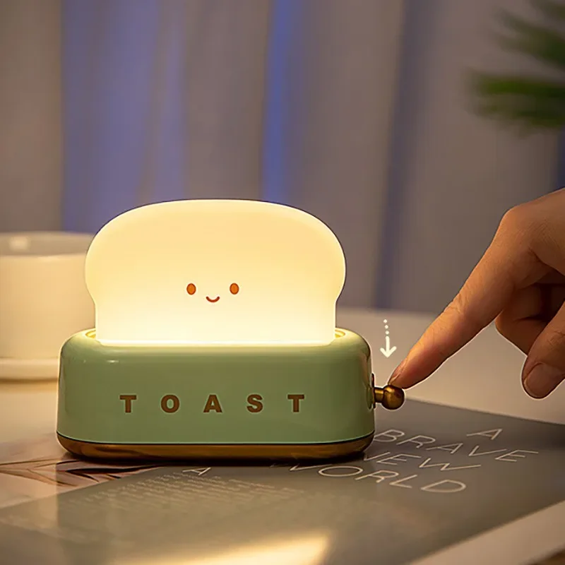 Bly GMEN-Veilleuse LED aste USB Chamonix pour enfants, lampe de couchage pour enfants, lampe de chambre, lanterne verte, grille-pain mignon