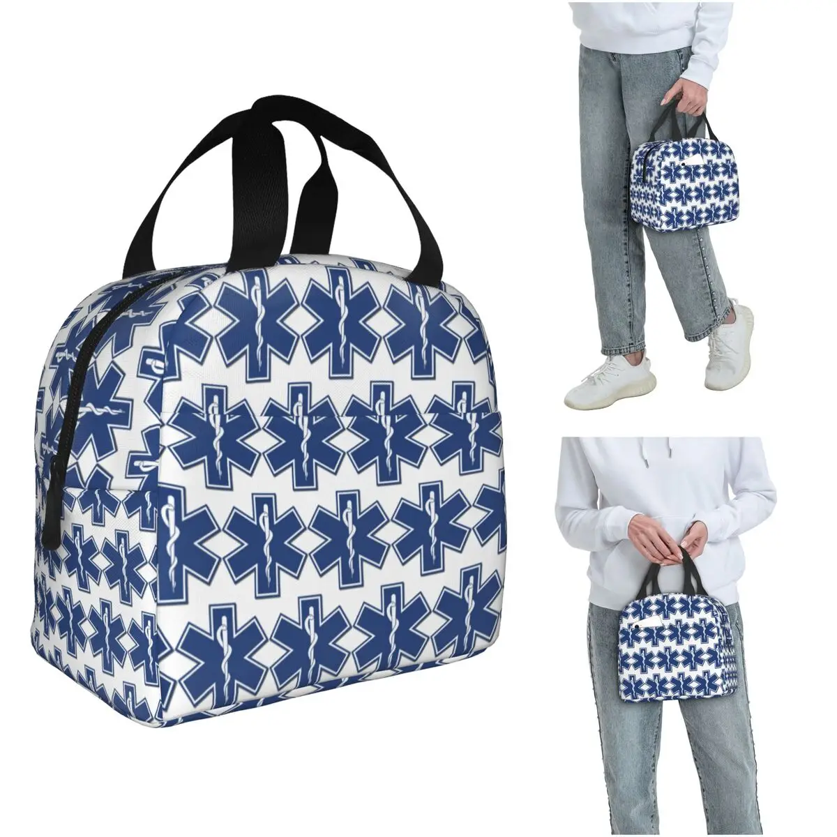 EMT Star Of Life Emergency Medical Insulated Lunch Bag for Women Children Portable Food Boxes Thermal Lunch Box Tote