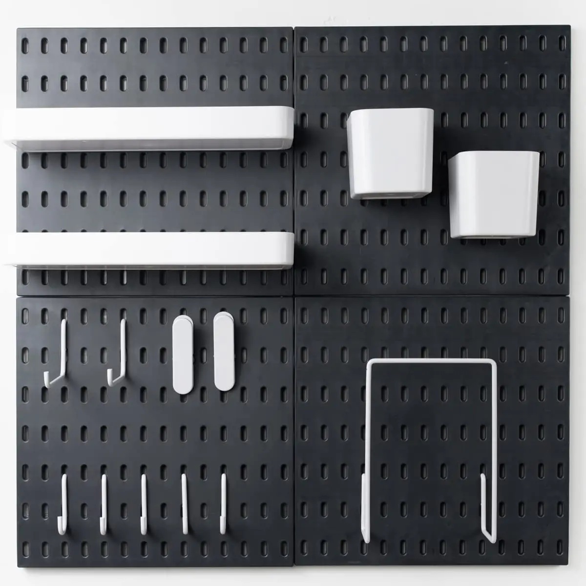 Pegboard Combination Kit for Wall Organizer, Peg Board Kits for Kitchen, Bedroom, Office, Bathroom, Black, White Accessories