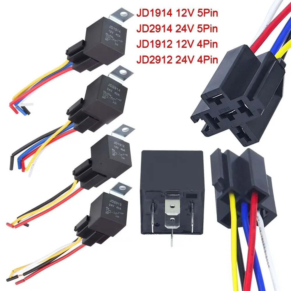 Waterproof With Harness Relay  Power Switch 12V 24V 40A Car Relay 4Pin 5Pin 4P 5P Automotive Relay