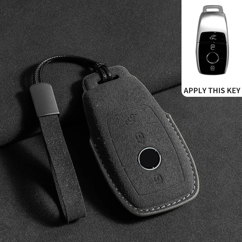 Wildleder Leder Auto Schlüssel etui für Mercedes Benz E Klasse W213 W205 E200 E260 E300 E320 Amg Cla 2018 2019 2020 Remote Fob Shell Fall