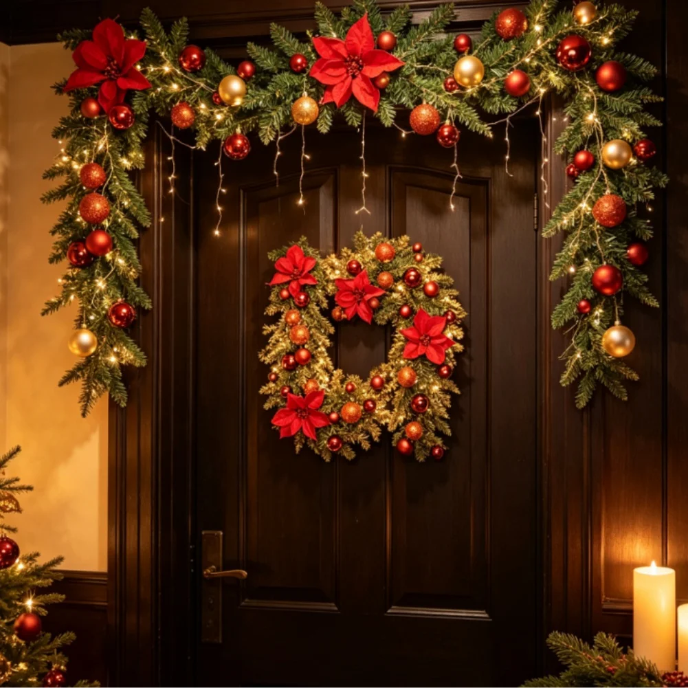 For Christmas Season 150cm Christmas Wreath PVC Holiday Wreath Indoor And Outdoor Use Lightweight Construction