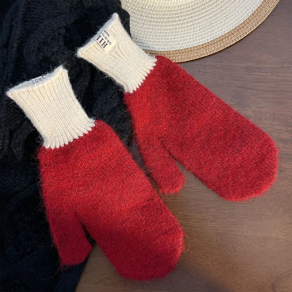 

Fashion Keep Warm Winter Gloves Soft Elasticity Women Knitted Gloves Solid Color Sweet Simple Full-finger Gloves Girls