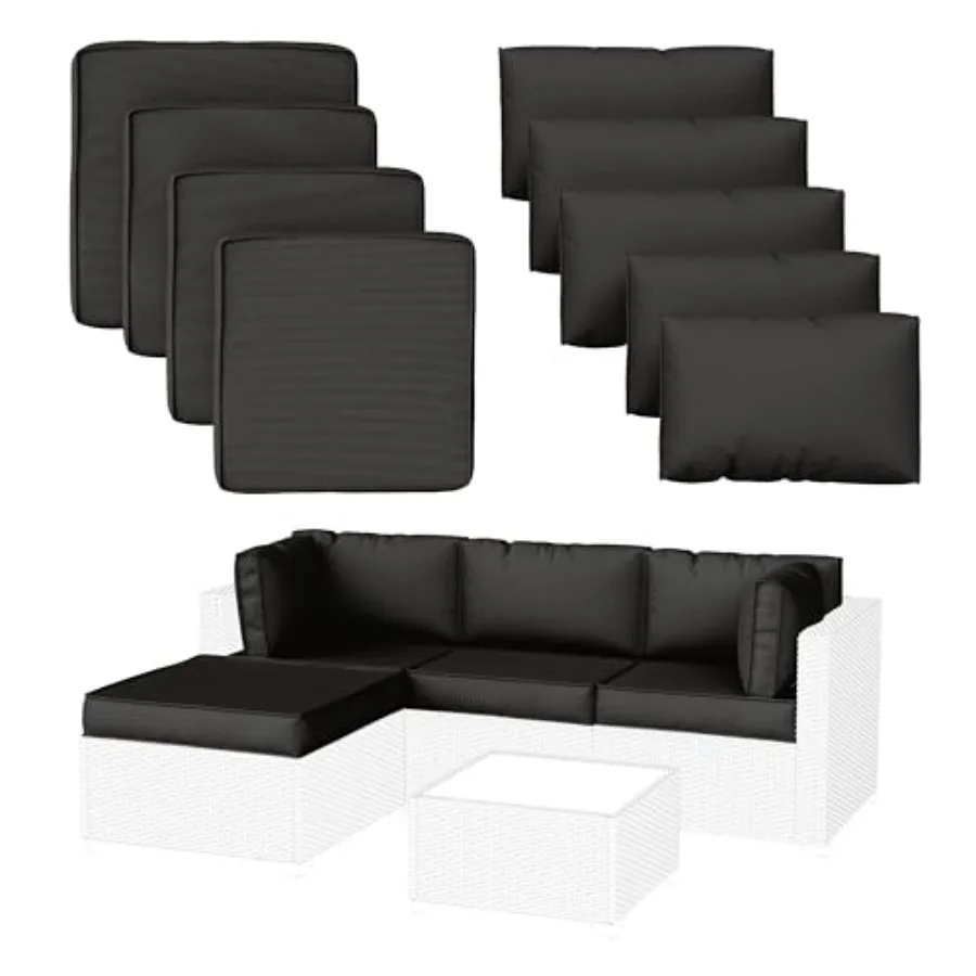 

9 Pack Patio Cushion Covers Outdoor Furniture Cushion Slipcovers Replacement Waterproof with Zipper for 5 Pcs Patio Furniture S