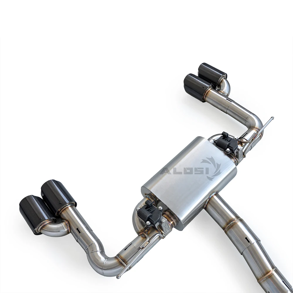 For BMW 320i 328i 330i 340i F30 2.0t 2013-2018 Stainless Steel Cat-Back Exhaust with Valve Exhaust Mid and Black Tail Pipe