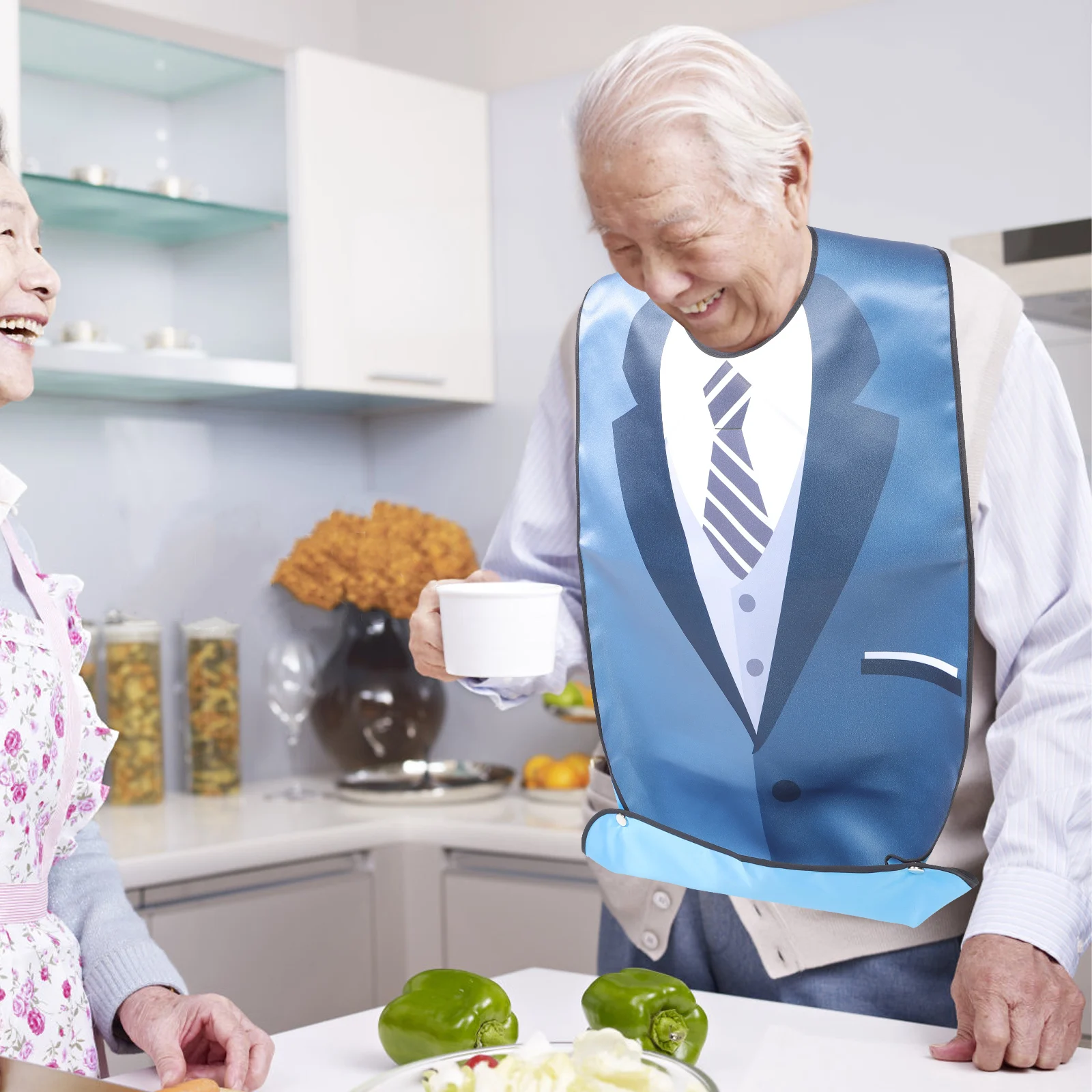 

Waterproof Elderly Bibs for Adults Reusable Eating Accessories Polyester Drool Bib Seniors Household Clothing Protector Washable