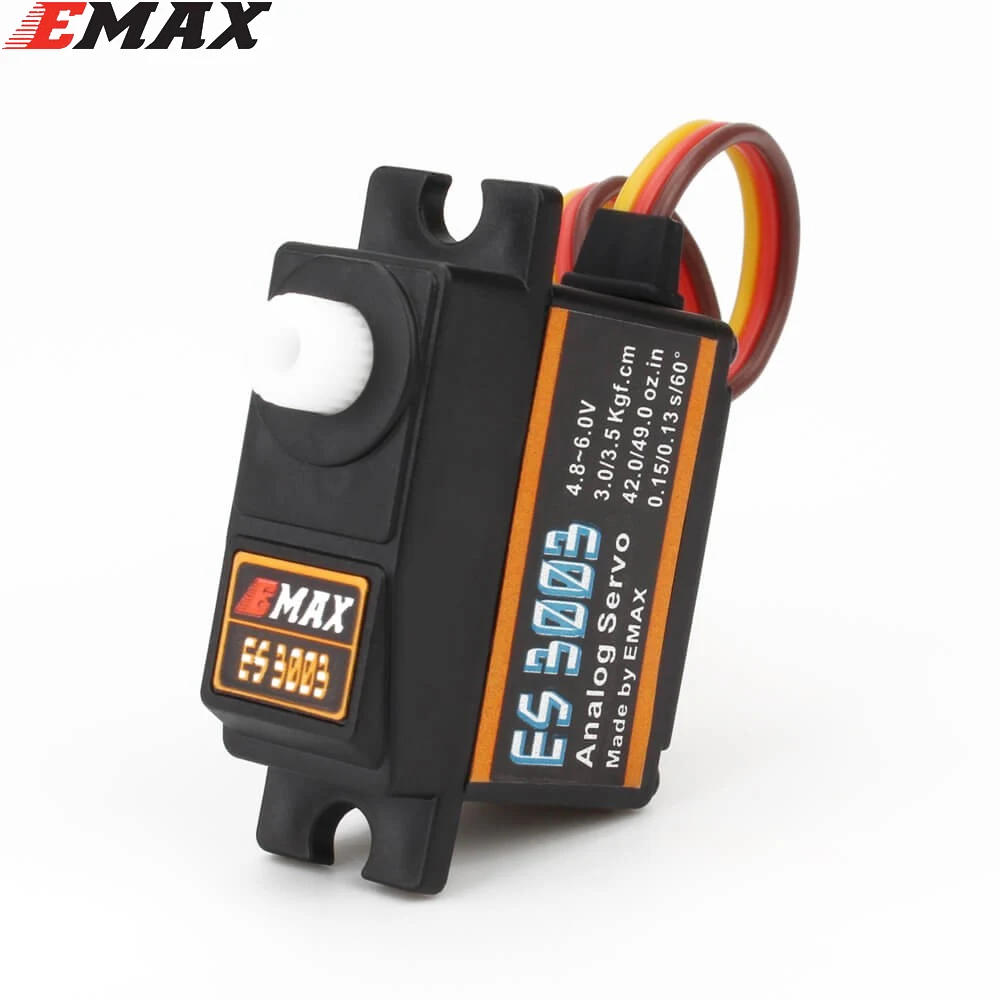 

EMAX ES3003 17g 3.5kg 4.8-6V 0.13sec 23T Plastic Gear Analog Servo For RC Airplane Model