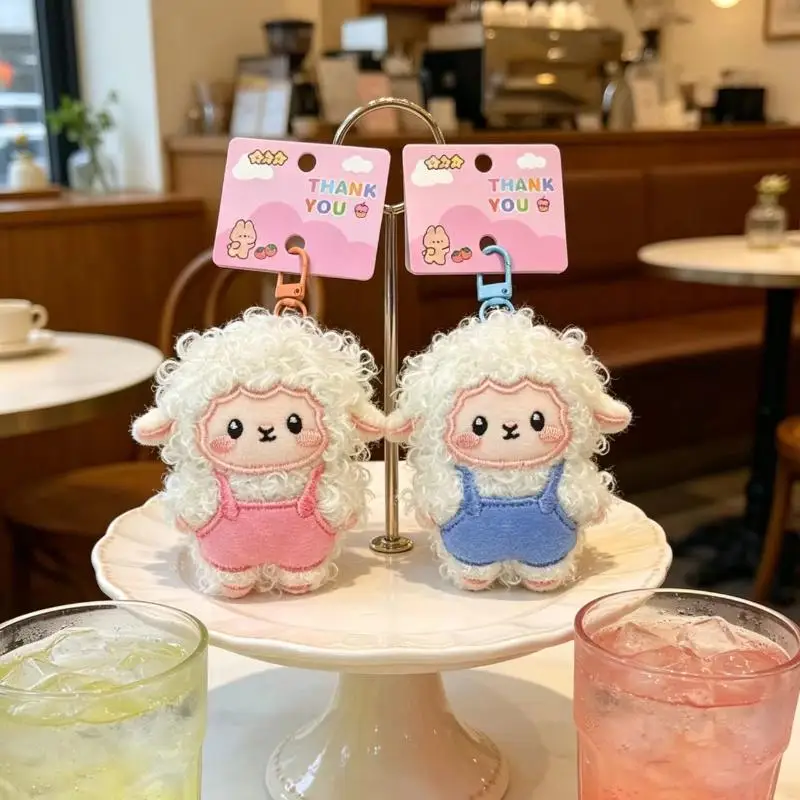 【New】1Pcs Cute Fluffy Sheep Plush Keychains Soft Curly Fur Multiple Colors For Backpack Decoration Gifts For Kids And Friends