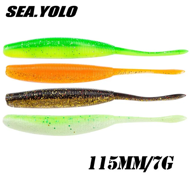 Sea Yolo 3Pcs 11.5cm 7g Submerged Swirltail Worm Soft Fishing Bait Artificial Simulated Bait Fishing Tackle For Carp Fishing