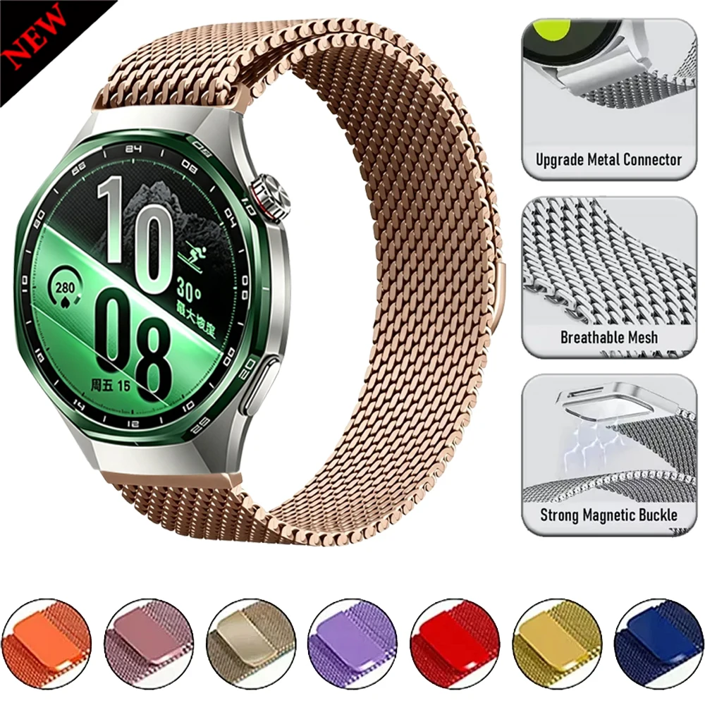 22/20/18mm Milanese Loop Armband für Huawei Watch 5 GT7-6-5 Pro/Ultimate 2 Metall-Magnetband Amazfit Active Max/Bip 6/Balance 3