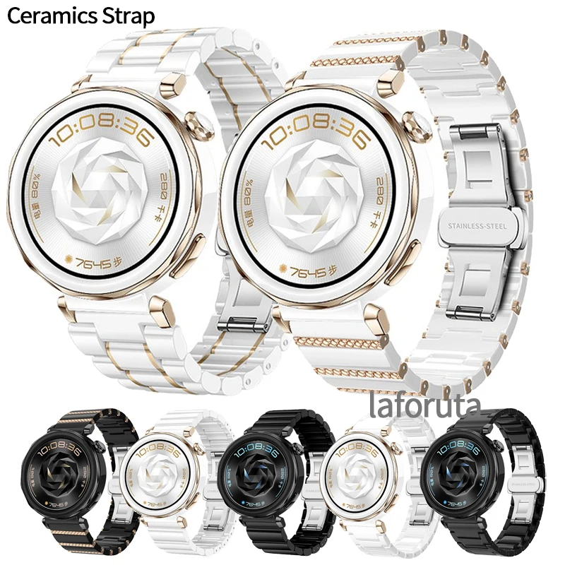 

Ceramics Strap for Huawei Watch GT5 Pro 42mm GT5 41mm Women Replacement Band Stainless Steel Buckle 18mm Universal Watchband