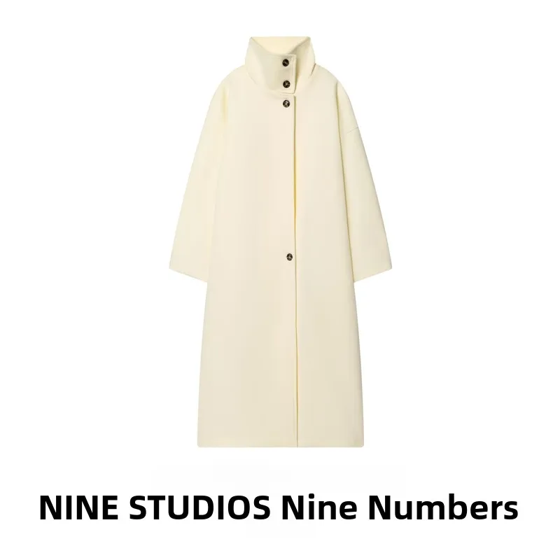 

Двустороннее шерстяное длинное пальто NINE ZAR, женское повседневное однотонное пальто на пуговицах с воротником-стойкой, ветровка, верхняя одежда для поездок на работу