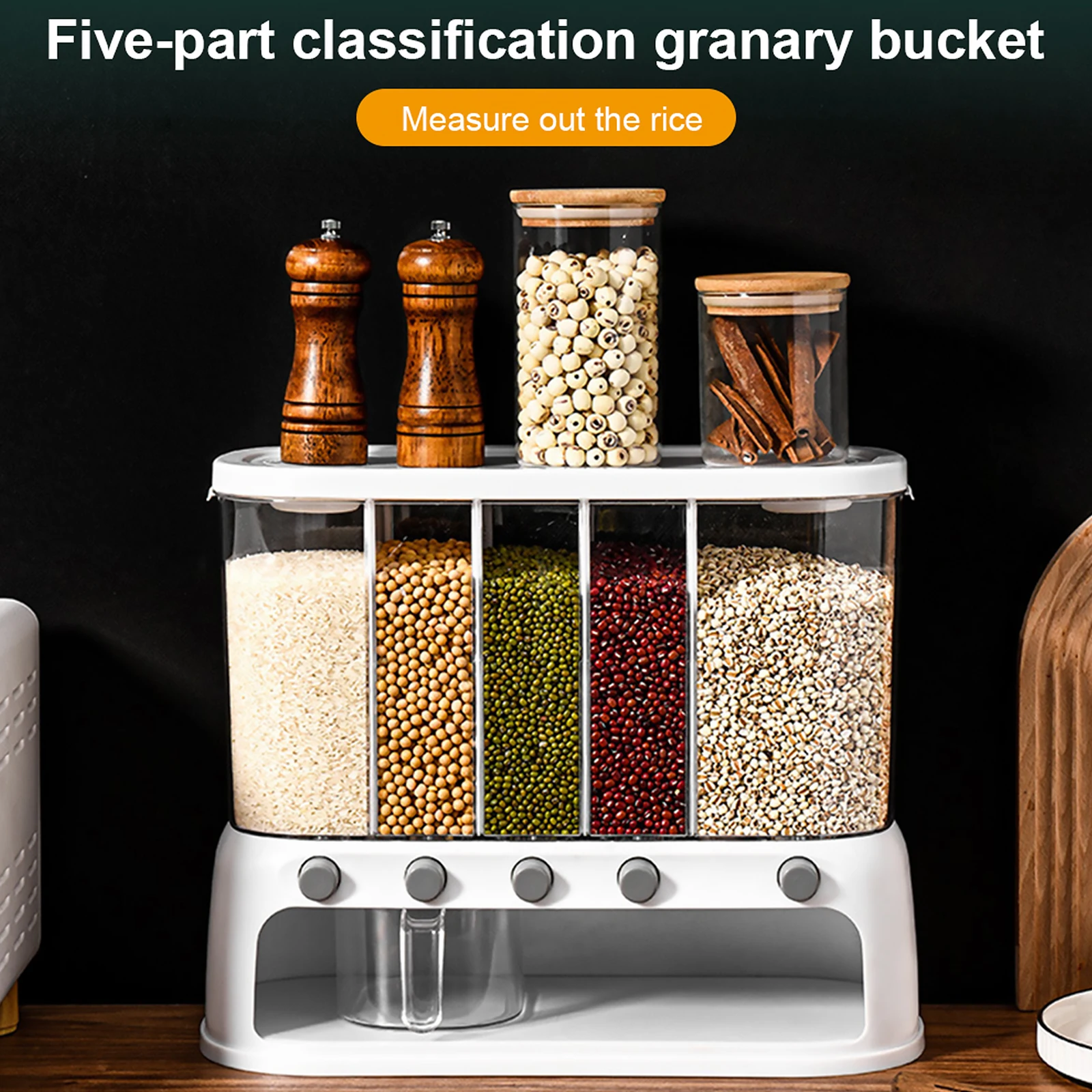 Contenitore per cereali da 12 litri Dispenser per cereali a prova di umidità Secchio separato per riso multifunzionale con coperchio per cucina domestica